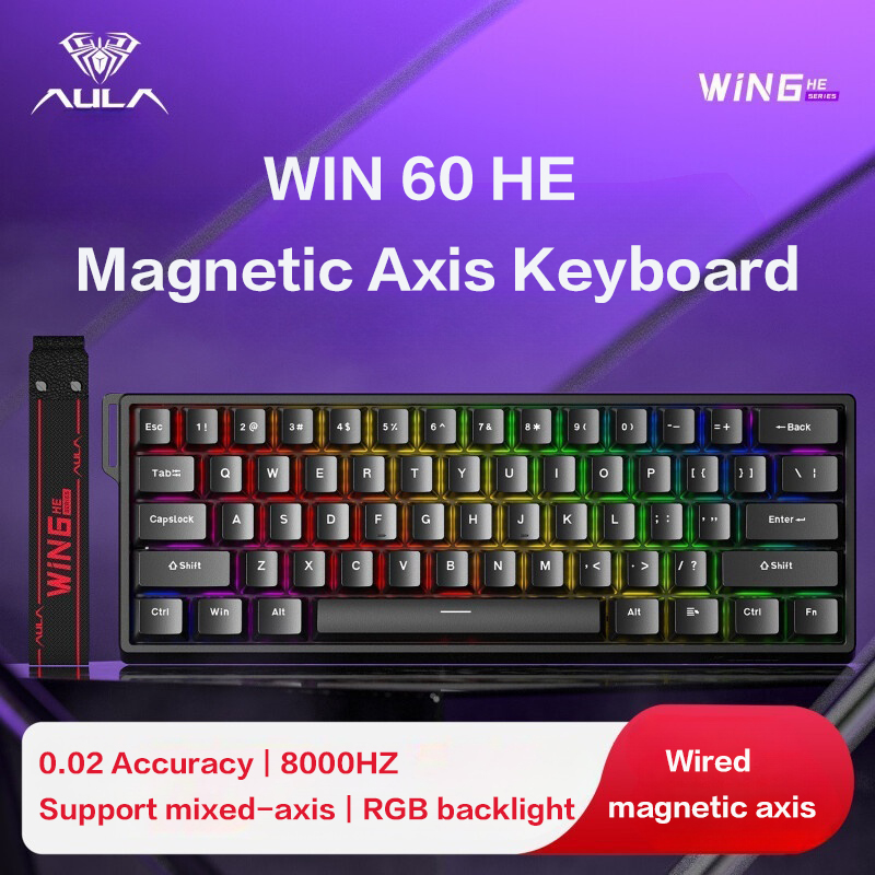 Keyboard Gaming Black - AULA WiN 60 Magnetic Axis Keyboard