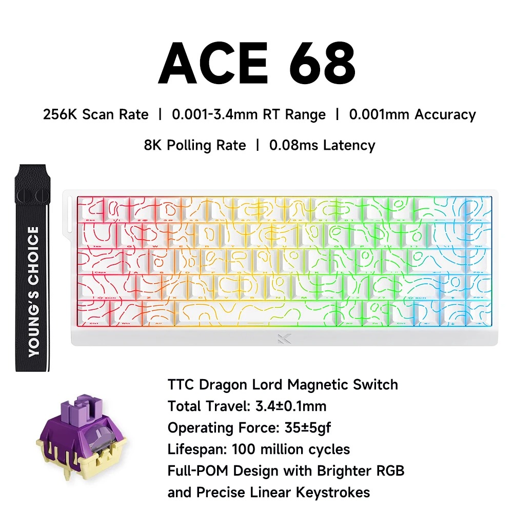MCHOSE ACE 68 Magnetic Switch  - đánh giá và giá Gaming Keyboard Hall Effect Switches